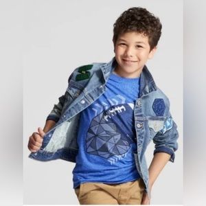 EUC Cat & Jack Patched Denim Jacket, Size M(8/10)